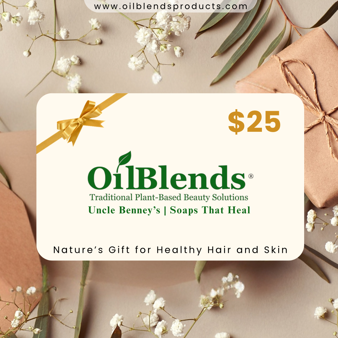 OilBlends products, Uncle Benney's, Soaps That Heal are Natural Solutions for Normal to Extremely Dry or Damaged Hair, Scalp Health, Uneven Skin Tone, Removal of Dark Marks & Spots, and Facial Hyperpigmentation. Choose from our selection of Skin Nourishing Butters and Moisturizers, Organic Specialty Soap Bars and Washes, Skin Purifying Face Masks, Hair Treatments