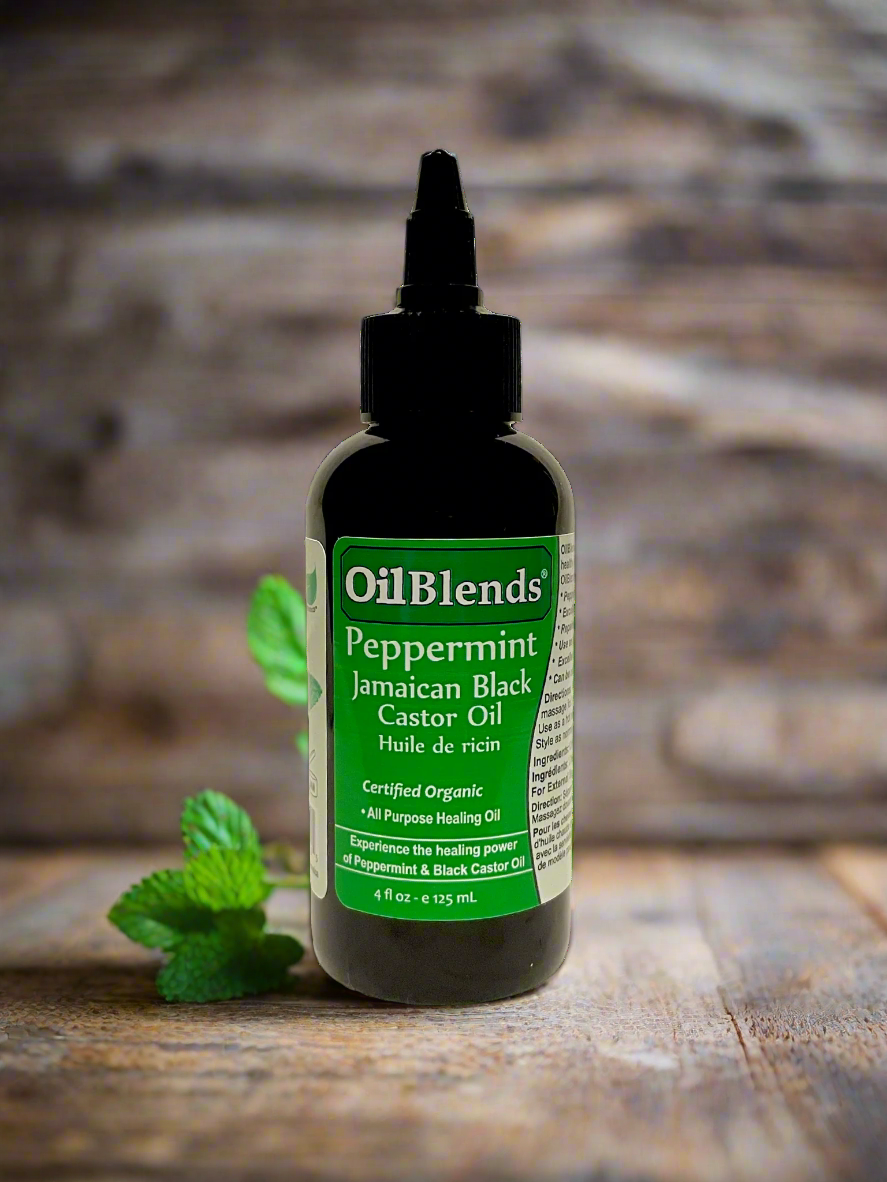 The combination of Jamaican Black Castor Oil and peppermint essential oil is believed to stimulate blood circulation when massaged into the scalp. Improved blood flow may promote hair growth by delivering more nutrients and oxygen to the hair follicles. OilBlends real peppermint jamaican black castor oil