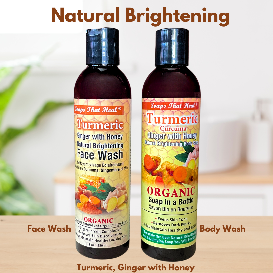 Turmeric Ginger with Honey Natural Brightening Face wash and body wash combo,soaps that heal turmeric soap, natural lightening, natural alternatives to whitening creams,fade creams,bleaching creams,Remove Dark Spots and Acne,aspen kay,Healthy Skin, Natural Products Skin Care, problem skin,Turmeric Soap,the best body soap,saje,soaps that heal,healing soap, how to get rid of dark marks,dark spots,whitening soaps,lightening soaps,hyperpigmentation, best turmeric soap,oilblends,soapsthatheal