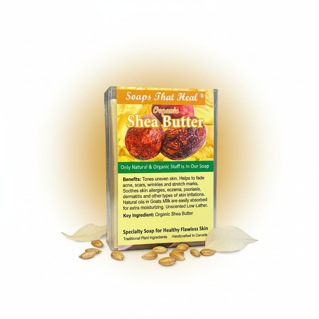 Soaps That Heal - Organic Shea Butter Bar Soap is Specially crafted for those with sensitive, irritated, and dry skin. Rich in pure shea butter, this luxurious bar deeply moisturizes, tones, and soothes, making it perfect for anyone struggling with eczema, psoriasis, or inflammation, organic soaps, organic plant based soap