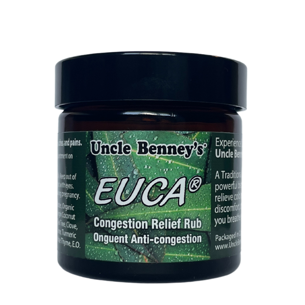 Uncle benneys euca congestion relief rub with essential oils Relieve cold and flu symptoms 2.Respiratory discomfort Congestion, Aches and Pains 3.Relieve snoring conditions 4. Makes for easy breathing, soaps that heal, eucalyptus essential oil, cold and flu remedy, eucalyptus, ointments, natural ointments for cold and flu, turmeric face mask butter, vitamin e face mask