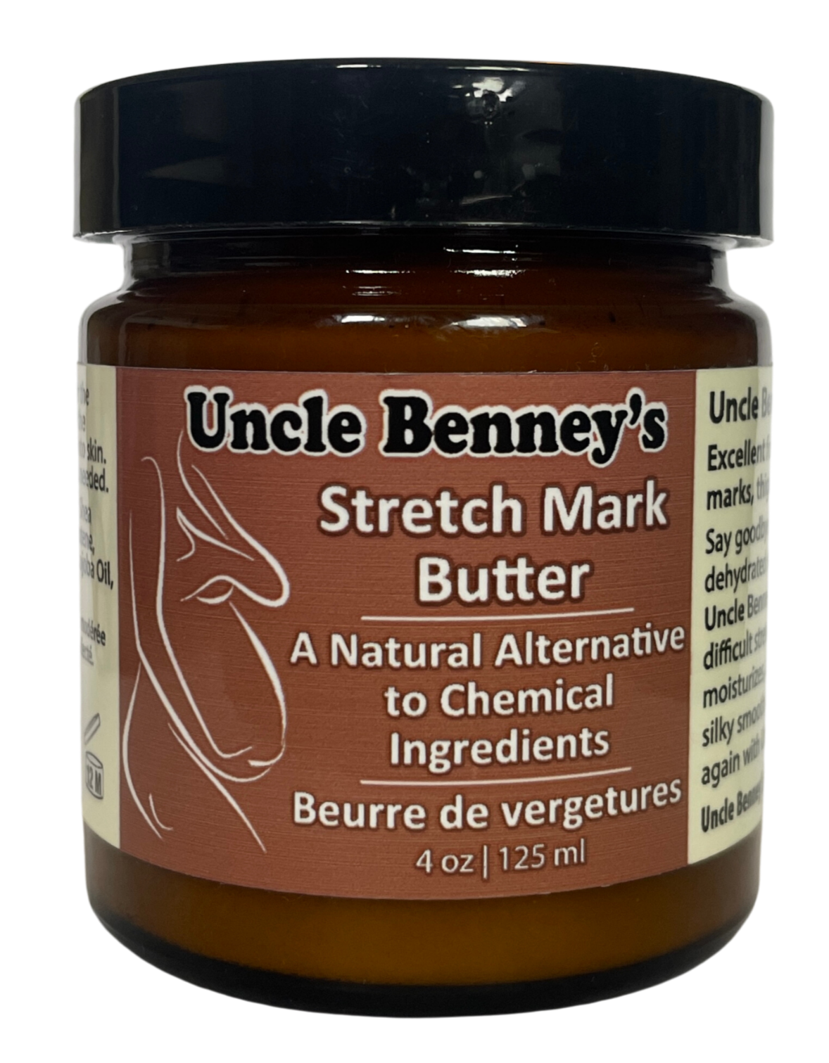 Uncle Benney's Stretch Mark Butter, a natural alternative to chemical ingredients, oilblends, Palmer's cocoa butter , stretch mark cream, smooth skin, pregnancy stretch mark remover