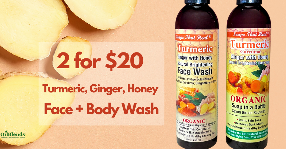oilblends products, uncle benney's, Soaps That Heal turmeric ginger and honey natural brightening face wash and body wash to remove skin discoloration special