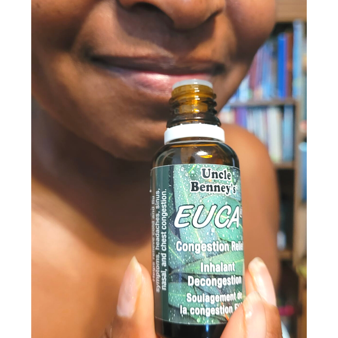 woman inhaling oilblends uncle benneys euca congestion relief inhalant for cold and flu symptoms