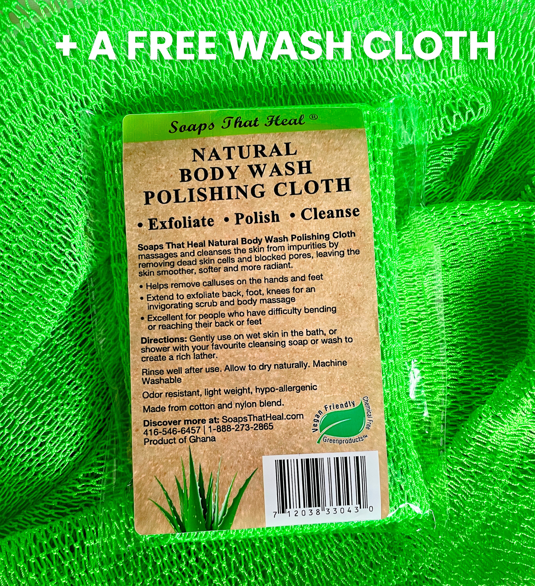 soaps that heal natural body wash, free exfoliating wash cloth, African net scrub, excellent for exfoliating dead skin, used traditionally in Africa to get soft smooth skin