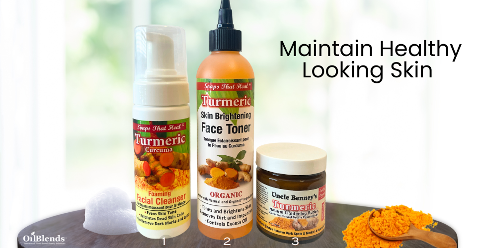 3 simple steps to healthy skin, uncle benneyès turmeric butter, soaps that heal facial cleanser, turmeric skin brightening toner, how to naturally brighten your face, best face scare products for hyperpigmentation, Acne prone skincare, clore beauty supply, beauty supply warehouse 