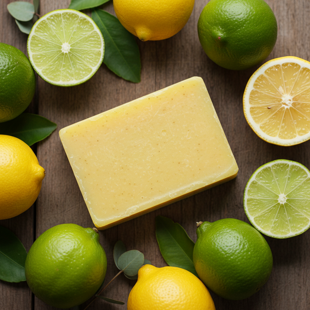 Soaps That Heal,lime and lemon organic soap, deep cleansing plant based soap, even skin tone clear clogged pores, Remove dark marks and  spots, how to brighten skin  complexion, Anti-septic, disinfectant,how to remove excess oil on face,how to heal acne prone skin,oilblends, oil blends, uncle benney's, best cold- press organic soap,skin healing soaps,handmade soap,handmade organic soaps, Lime Soap, Lemon Soap, Natural Soap
Citrus Soap, Cleansing Bar