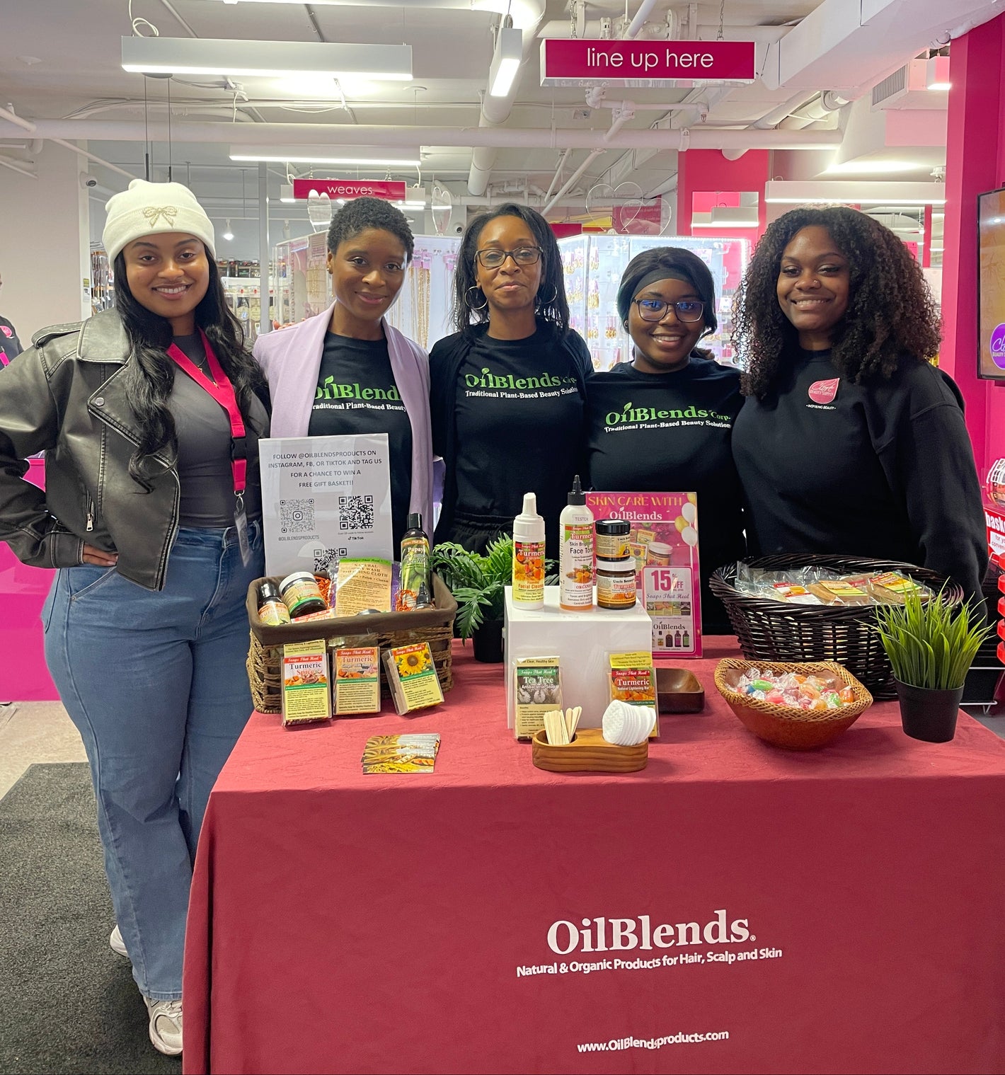OilBlends Products at Clore beauty supply celebrating Clore 1 year jarvis anniversary, toronto beauty supply, beauty events toronto, plant-based beauty event, uncle benney's pop up, soaps that heal pop up event