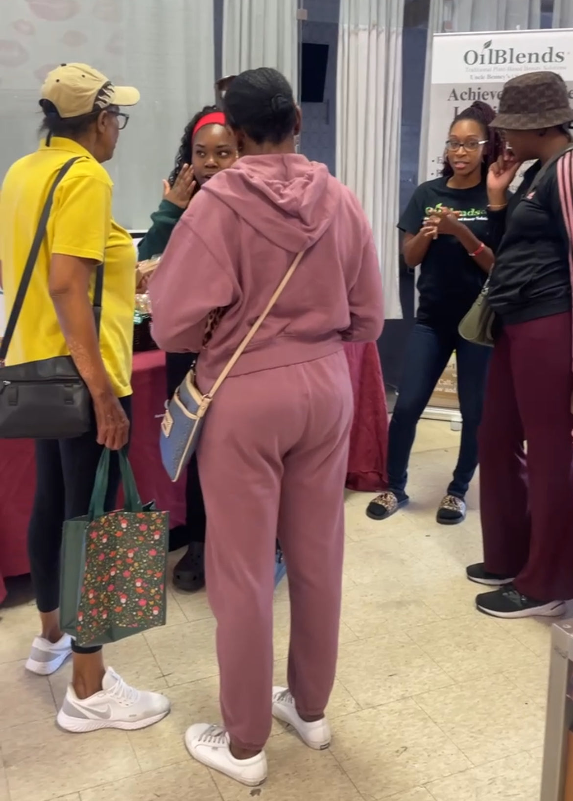 Event attendees sampling OilBlends’ traditional plant-based skincare line at Clore Beauty Supply, focusing on natural ingredients, glowing skin benefits, and wellness-based beauty. Uncle Benney's, Soaps That Heal, plant-based products for all skin types