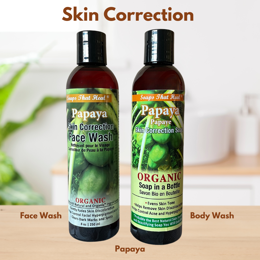 Papaya Skin Correction Face wash and body wash combo,soaps that heal turmeric soap, natural lightening, natural alternatives to whitening creams,fade creams,bleaching creams,Remove Dark Spots and Acne,aspen kay,Healthy Skin, Natural Products Skin Care, problem skin,Turmeric Soap,the best body soap,saje,soaps that heal,healing soap, how to get rid of dark marks,dark spots,whitening soaps,lightening soaps,hyperpigmentation, best turmeric soap, oilblends, soaps that heal
