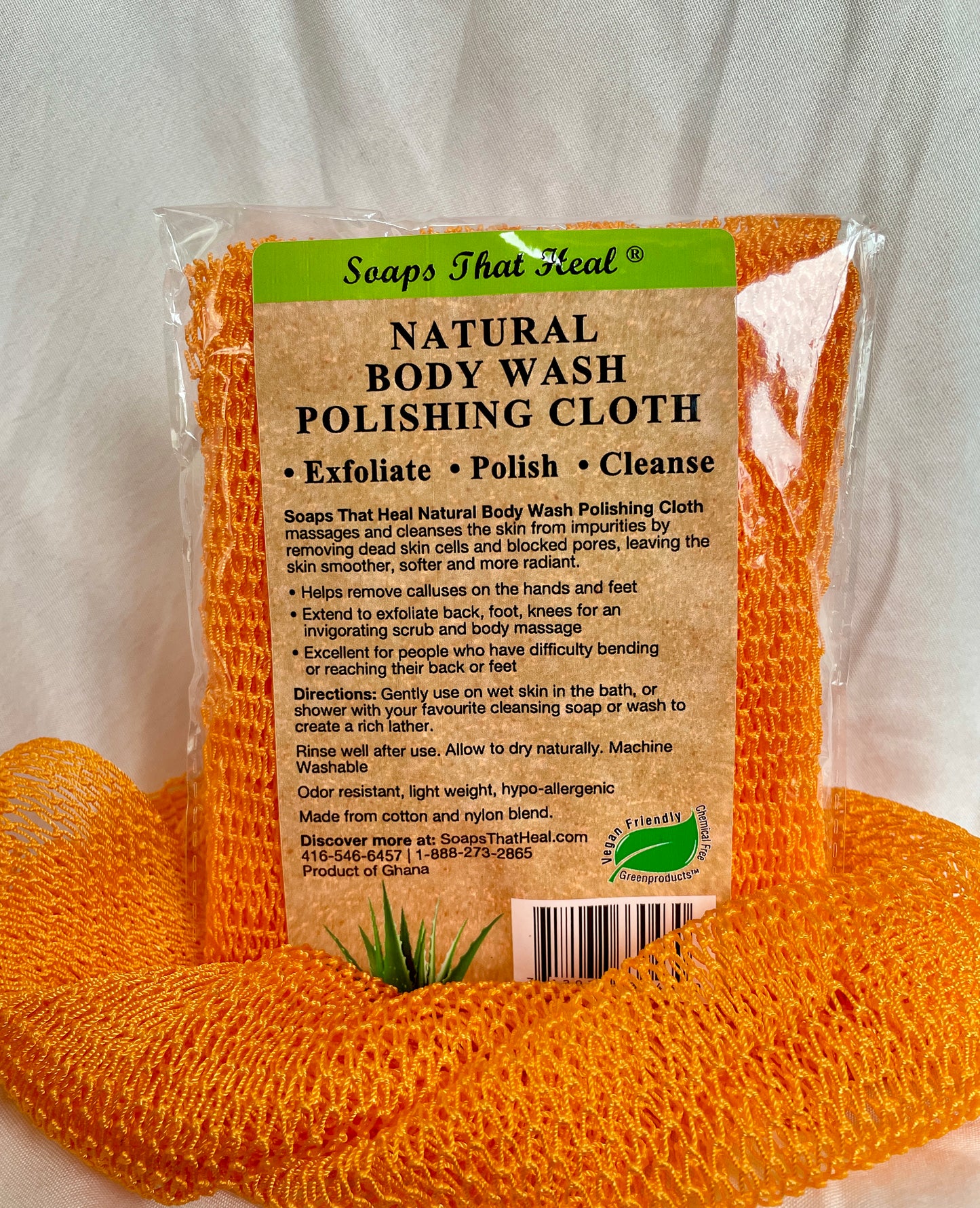 Soaps That Heal Brown orange body sponge for the skin, cleanse your skin thoroughly with the best african net cloth, get softer smoother skin 