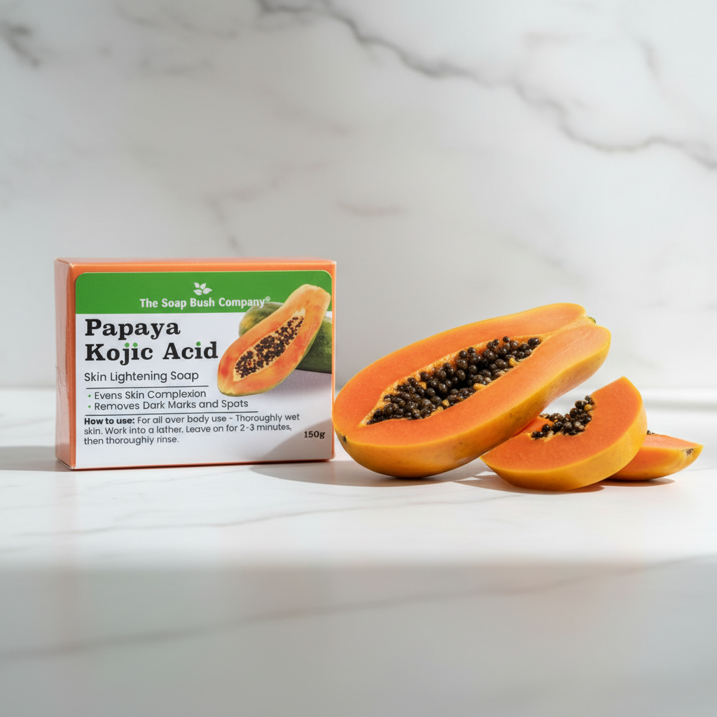 Soap Bush, Papaya Kojic Acid Skin Lightening Soap, Evens Skin Complexion, remove Dark Marks and Spots, kojic soap on amazon, Complexion, Helps Control Hyperpigmentation,kojie san kojic soap, kojie san skin brightening soap, marie france Real kojic acid soap, skin lightening, skin brightening, hyperpigmentation, turmeric soap, papaya,all over body use, ,soap bush co, Clore,BSW Beauty Supply,What is kojic acid soap, best kojic acid soap, How effective is kojic acid soap for dark spots and hyperpigmentation