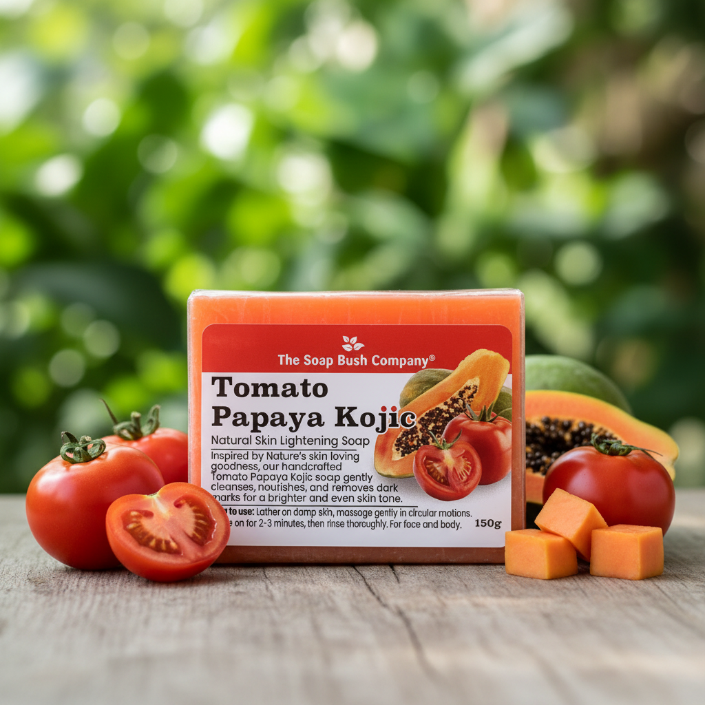 Reveal Naturally Radiant Skin with the Brightening Power of Tomato, Papaya & Kojic. Gently exfoliates, visibly brightens, and helps reduce the appearance of dark spots for a smoother, more even-looking complexion.  •	Rich in antioxidants, including lycopene and vitamins A & C.   Helps protect skin from environmental stressors.  Brightens dull skin and supports an even complexion. Helps control excess oil for fresher-looking skin.  soap bush 