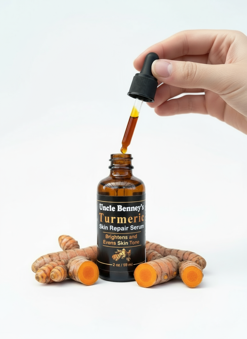 Turmeric Skin Repair Serum,for Turmeric serum for dark spots and hyperpigmentation,does turmeric serum really work for dark spots,How long does turmeric serum take to show results,Benefits of Turmeric Serum for Hyperpigmentation,soaps that heal,uncle benney's,oilblends,oil blends,plant-based skincare,fade dark spots, natural skincare,glowing skin,natural plant-based dark spot treatment,Which turmeric serum is best for hyperpigmentation,