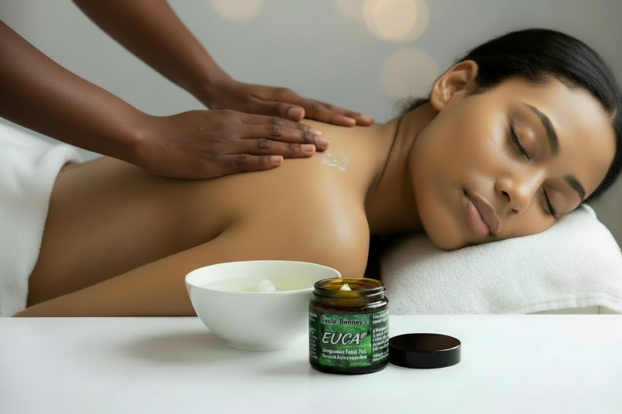 Uncle benneys euca congestion relief rub with essential oils Relieve cold and flu symptoms 2.Respiratory discomfort Congestion, Aches and Pains 3.Relieve snoring conditions 4. Makes for easy breathing, soaps that heal, eucalyptus essential oil, cold and flu remedy, eucalyptus, ointments, natural ointments for cold and flu, turmeric face mask butter, vitamin e face mask, Uncle benneys euca congestion relief inhalant for decongestions, essential oils for cold and flu, headaches, cold and flu natural remedies,