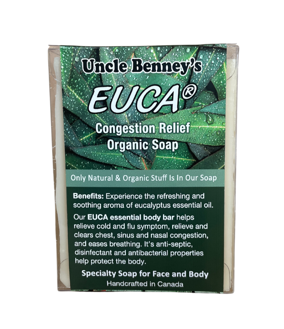uncle benneys soaps that heal congestion relief relieve cold and flu symptoms, relieve and clears chest, sinus and nasal congestion and ease breathing, cold pressed organic plant based soap