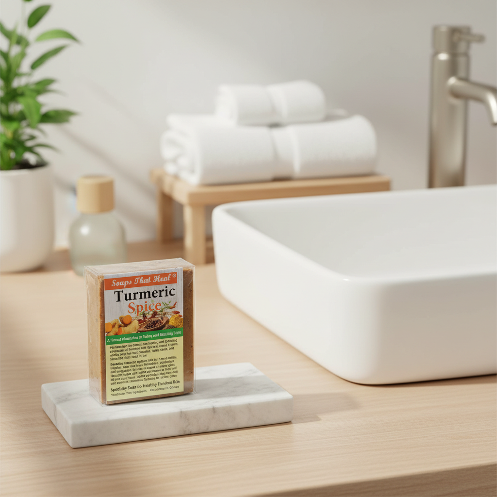 Soaps That Heal Turmeric Spice Bar for facial hyperpigmentation, dark marks, skin discoloration, and uneven skin tone