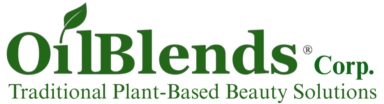 OilBlends Corp logo with green text on a white background. OilBlends products traditional plant based beauty solutions, Uncle Benney's organic face moisturizers, Soaps That Heal Organic vegan soap bars