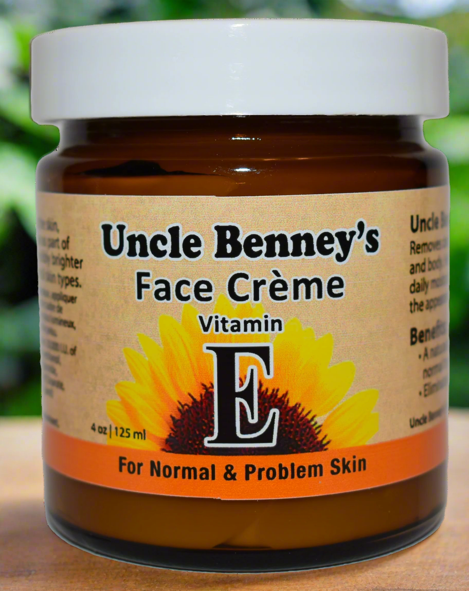 Uncle benney's vitamin e face creme made out of plant ingredients for smooth soft skin and even skin tone