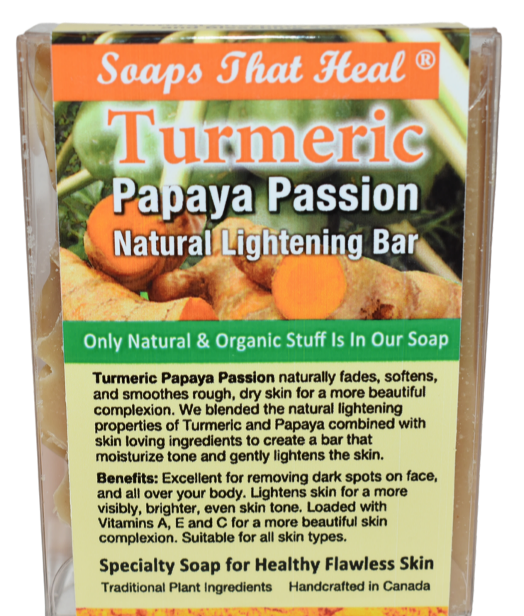soaps that heal turmeric papaya passion natural lightening organic soap bar Handmade Moisturizing Nourishing Antioxidant Anti-inflammatory Exfoliating Cleansing Brightening Smoother skin Healing Anti-acne Gentle dark marks,handcrafted,cold press,soaps